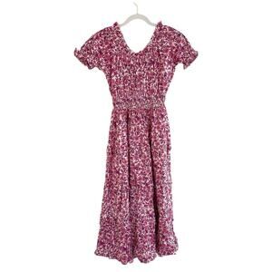Pink City Prints Rah Rah Pink Floral Lolita Smocked Cotton Midi Dress Tuckernuck